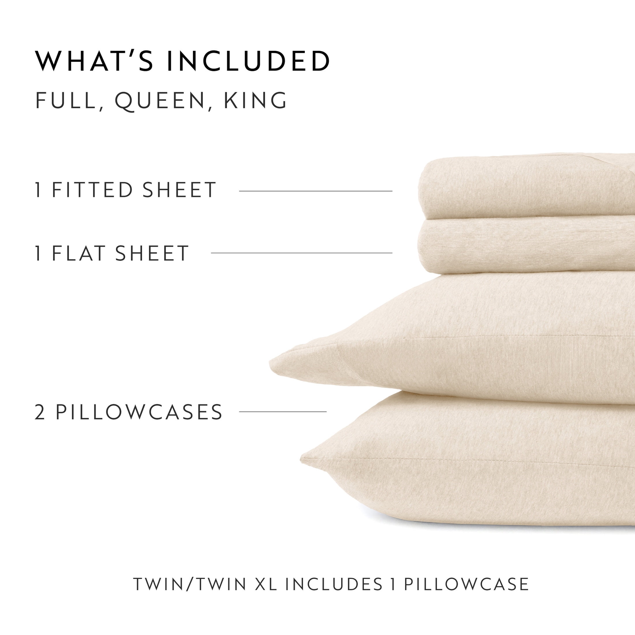 Noble Linens 4 Piece Jersey Knit 100% Cotton Sheet Set, Oatmeal, Twin
