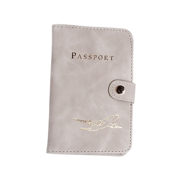 Funda para pasaporte de piel sintética, tarjetero, organizador de documentos de moda para pasaporte gris claro