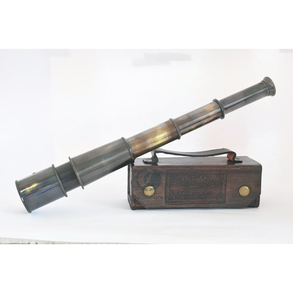 Antique Decor Spyglass, Pirate Telescope with Leather Case, Handheld Telescope for Adventure Enthusiasts, Monocular Nautical Decor for Gifting, Travellers,