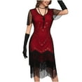thumbnail image 3 of Hvot&aat 1920s Vintage Sequin Tassel Dress for Women High-end Banquet Round Neck Small Dress Flapper Dress, 3 of 6