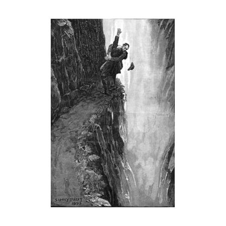 1896 Art - Holmes and Moriarty Fighting over the Reichenbach Falls, 1896 Print Wall Art By Sidney Edward Paget