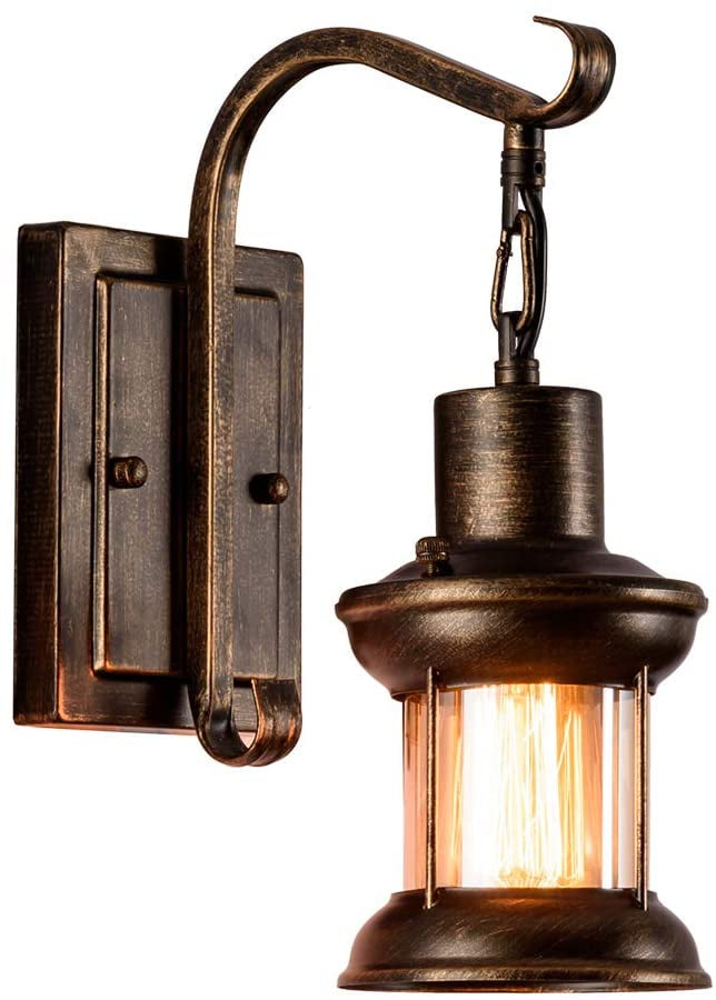 Industrial Metal Wall Lamp Retro Wall Light Rustic Wall Sconce Vintage Brass 