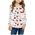 thumbnail image 2 of Spazoro Kids Girls Pullover Shirts Tee, Valentine's Day Heart Prints Spring and Summer Round Neck Fashion Long Sleeve Casual Tops for Child Girls White Size 5 T, 2 of 8