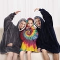 thumbnail image 5 of Colorful Rainbow Tie Dye Spiral Pattern Blanket Hoodies for Kids 6-13YR Oversize Wearable Blanket Hoodies for Boys Girls Teens, 5 of 7