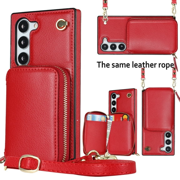 Crossbody Wallet Case for Samsung S20 Plus,RFID Blocking PU Leather Zipper Handbag Purse Flip Cover, Kickstand Case with Card Slots Holder Wrist Strap Lanyard for Samsung Galaxy S20 Plus,Red