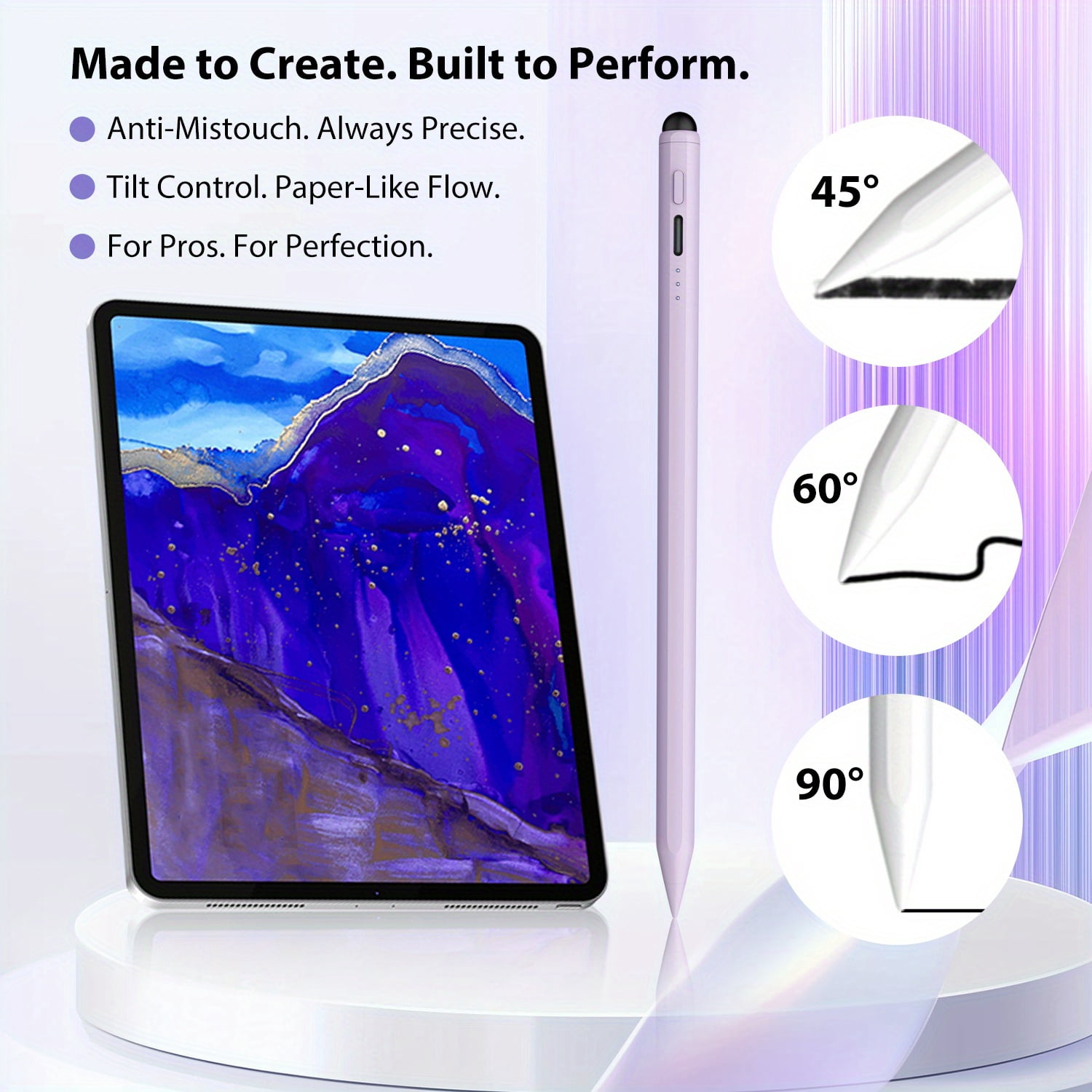 Beteliva 2 Pc Stylus Pen for Apple iPad A16 11th/10/9/8/7/6, Fast Charge Stylus Pencil for iPad-Purple+Green