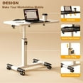 thumbnail image 4 of Height Adjustable Folding Table, Portable Laptop Bed Side Table with Metal Frame and MDF Top, 4 of 6