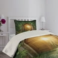 thumbnail image 4 of Ambesonne Green Quilted Coverlet 2 Pcs, Mystic Vivid Sun Beams, Twin Size, Green and Brown, 4 of 5
