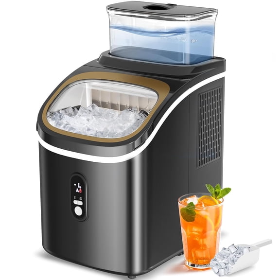 WAA Portable Countertop Ice Maker, Self-Cleaning Ice Maker with Ice Scoop, Basket and Handle, 16 Square Ice Cubes in 13Mins, Produce 30lbs/24Hrs Ice Cubes for Home, Office, Black