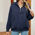 thumbnail image 6 of ShomPort Women Half Zip Sweatshirt Sweater Long Sleeve V Neck Casual Loose Sweatshirt Pullover Fall Clothes, 6 of 9