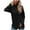 Black, variant on Mikilon Fashion Women Side Snap Shirts Round Neck Long Sleeve Casual Blouses