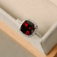 thumbnail image 2 of 2.50Ct Cushion Cut Simulated Red Garnet Halo Women's Engagement Ring 14K White Gold Plated 925 Silver, 2 of 4