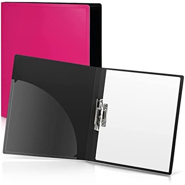 CRANBURY Clamp Binder Without Rings (Pink), Punchless Grip Binder for