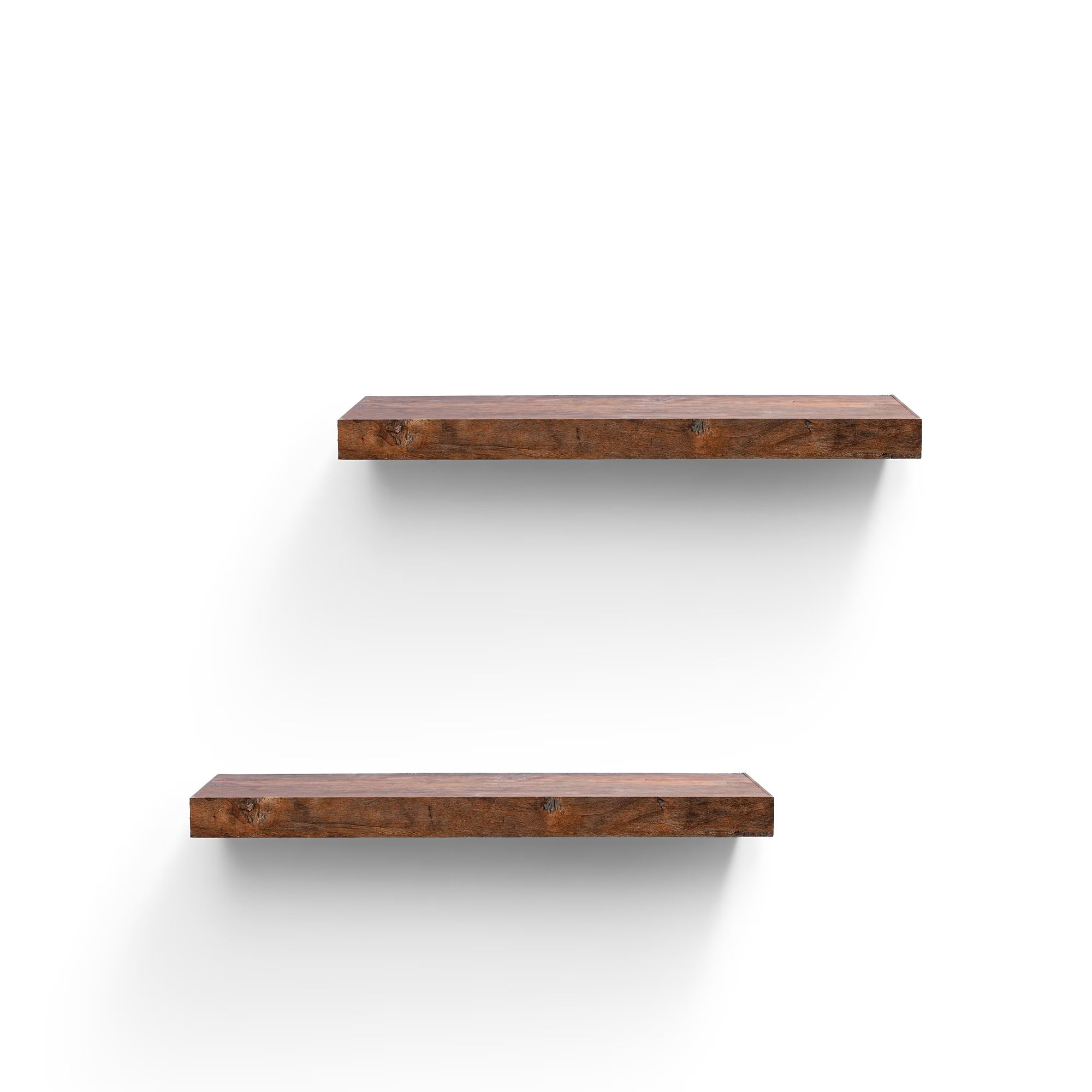 MAYEERTY 2-Piece Floating Shelves, Extra Wide 9" Deep Wood Mounted Display Rack with Invisible Brackets, for Living Room Bedroom Kitchen