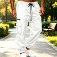 thumbnail image 2 of Men's Cargo Work Pants Baggy Elastic Waist Drawstring Casual Fall Outfits, 2 of 6