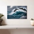 thumbnail image 2 of Elephant Stock Leaping Dolphins Wall Art - Horizontal Canvas Wall Art - Living Room Wall Decor - Animal Canvas - Gray And Blue Decor - 12" x 8", 2 of 8