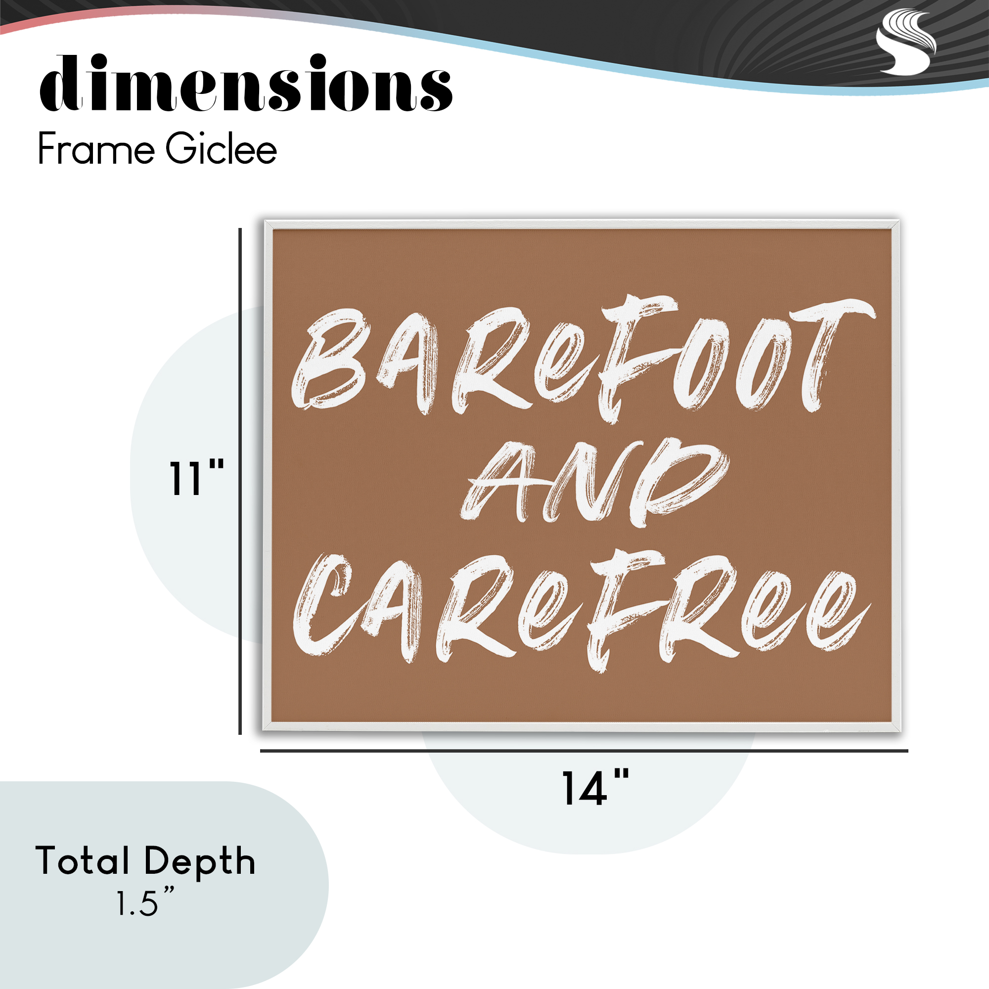 Barefoot & Carefree Brown White Framed Giclee Art, design by Lettered and Lined