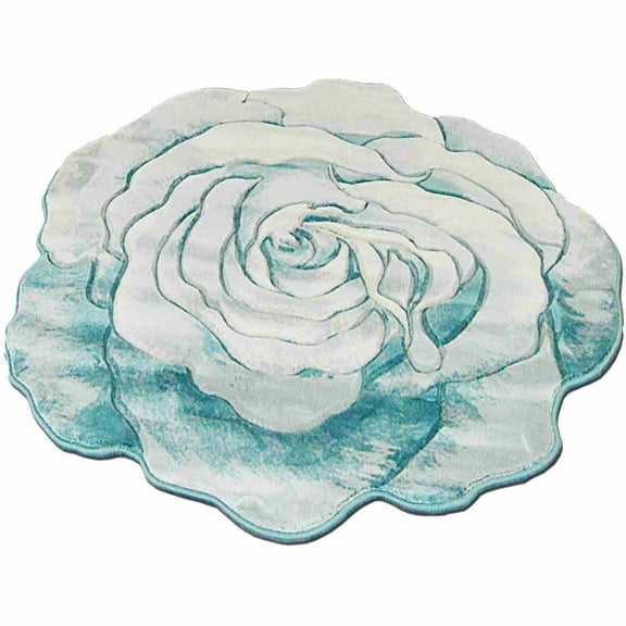 Planet Rugs  Modern Area Rug, Blue, Nature & Floral, Loomed, 6'6" x 6'6" Round, Fade Resistant