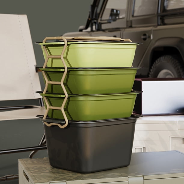 Paquete de 4 loncheras para exteriores | Recipiente portátil de almacenamiento de alimentos para picnic con tapa | Caja Bento a prueba de fugas, apilable, compartimentada | Acampar, Uso Laboral |