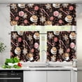 thumbnail image 3 of Coffee and Cane Candy Kitchen Curtain Valance and Tiers Set of 3 Coffee Theme Farmhouse 24 Inch Length Tier Curtains Kitchen Decor Blackout Drape Window Curtain,Size S, 3 of 4