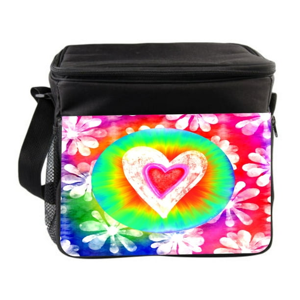 Tie Dye Heart Cross Body Thermo Cooler Lunch Bag For Kids and Adults