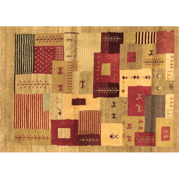 Ahgly Company Indoor Rectangle Abstract Brown Contemporary Area Rugs, 7' x 10'