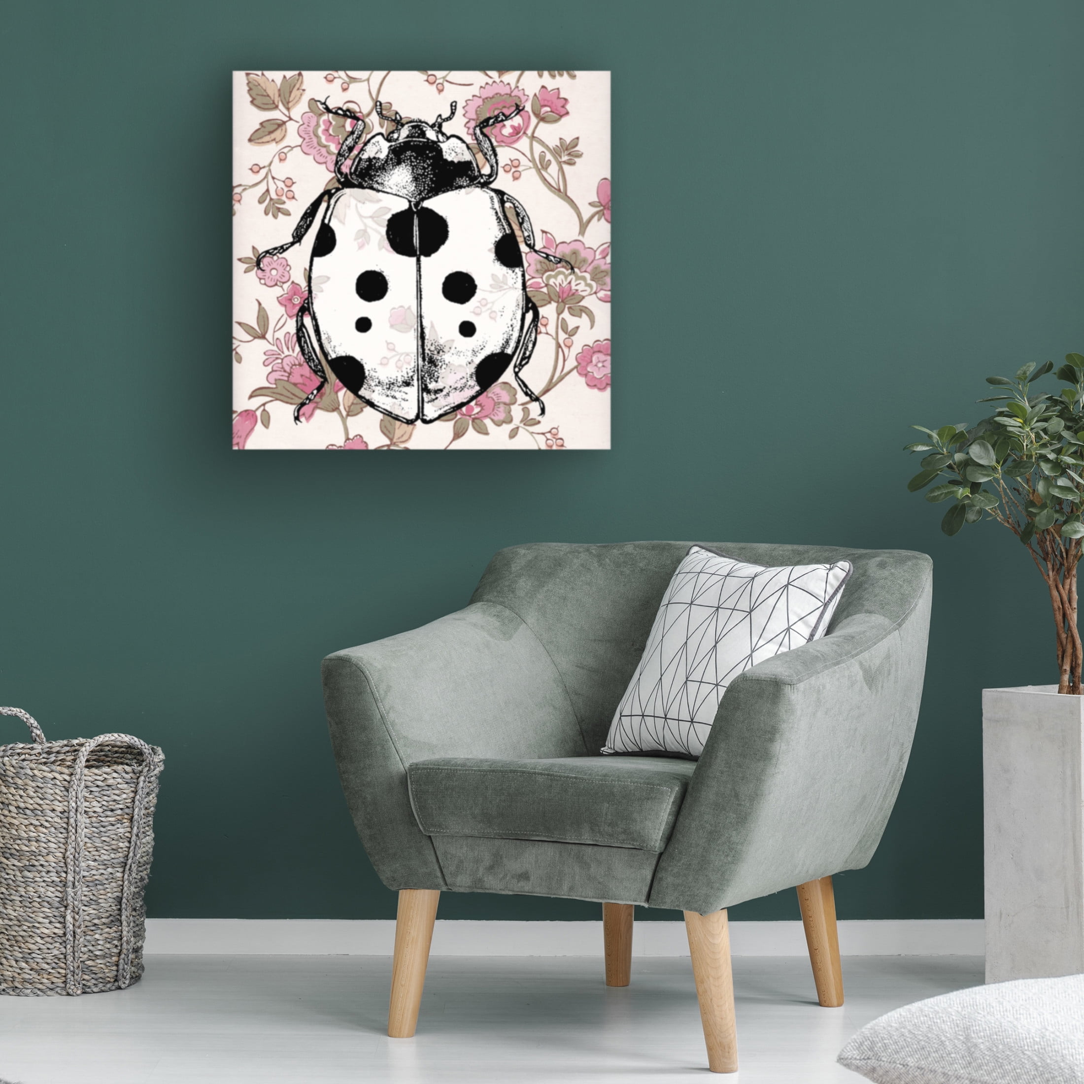 Canvas Wall Art - Dean Russo- Exclusive 'Ladybug Wallpaper Square' Wall Art for Living Room, Bedroom, or Office Décor by Trademark Fine Art - 24 x 24 Inches