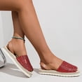 thumbnail image 3 of Rokment Bling Sequin Platform Sandals for Women with Back Strap Bridal Sparkly Leather Peep Toe Espadrilles Chunky Heels Slingback Dressy Summer Shoes Red Size 8.5, 3 of 5
