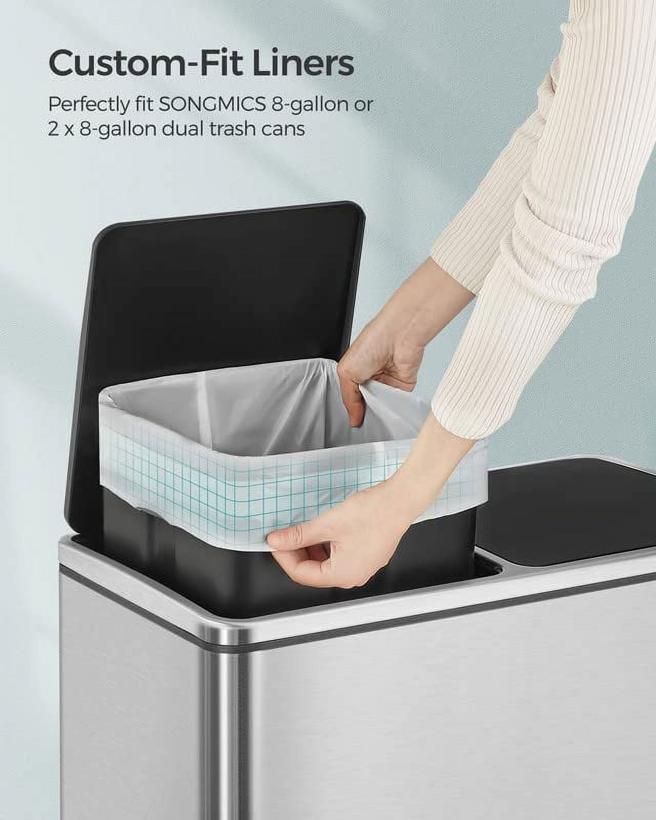 SONGMICS Trash Bags for 4-5.3 Gallon Trash Cans, White / 2