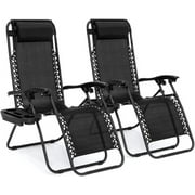 CB COZY BOX (2-Pack) Zero Gravity Lounge Chairs Outdoor Adjustable Reclining Patio Chair Steel Mesh Folding Recliner for Pool Beach Camping Lounge Chair with Pillows and Cup Tray