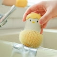 thumbnail image 3 of Egg Shape Kitchen Cleaning Brush Dish Washing Fiber Ball with Handle Durable Cookware Cleaning Tool Convenient to Use Good Kitchen Gadget for Plate Bowl Pot Pans Cleaning bearable, 3 of 11