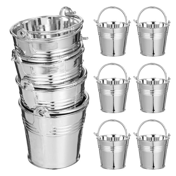 ETHZZLE 10Pcs Small Plated Silver Plastic Buckets with Handles for Versatile Storage Use