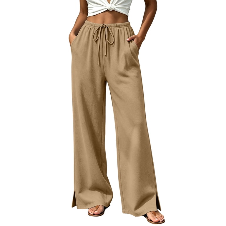 Ruimatai Women Sweatpants Wide Leg Trousers Drawstring Elastic Waist ...