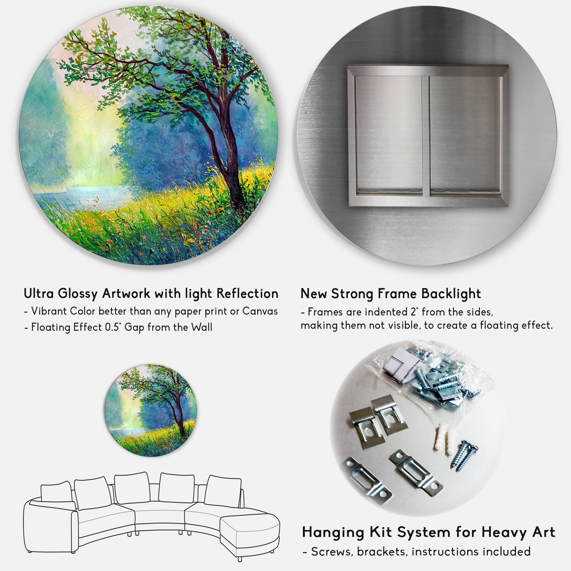 Designart 'Summer Forest With Waterfall and River ' Traditional Circle Metal Wall Art 11x11 - Disc of 11