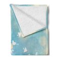 thumbnail image 2 of Bridal Shower Soft Flannel Fleece Throw Blanket, Clear Sunny Summer Sky Birds Flowers Bride Party Celebration, Cozy Plush for Indoor and Outdoor Use, 50" x 60", Sky Blue Cream and White, by Ambesonne, 2 of 5