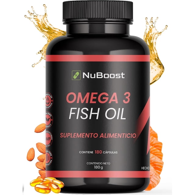 Omega 3 con EPA y DHA Aceite de Salmon, Fish Oil 180 cápsulas -Nuboost