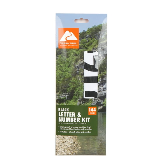 Ozark Trail Registration Letter and Number Vinyl Sticker Kit, Boating Accessory, Black