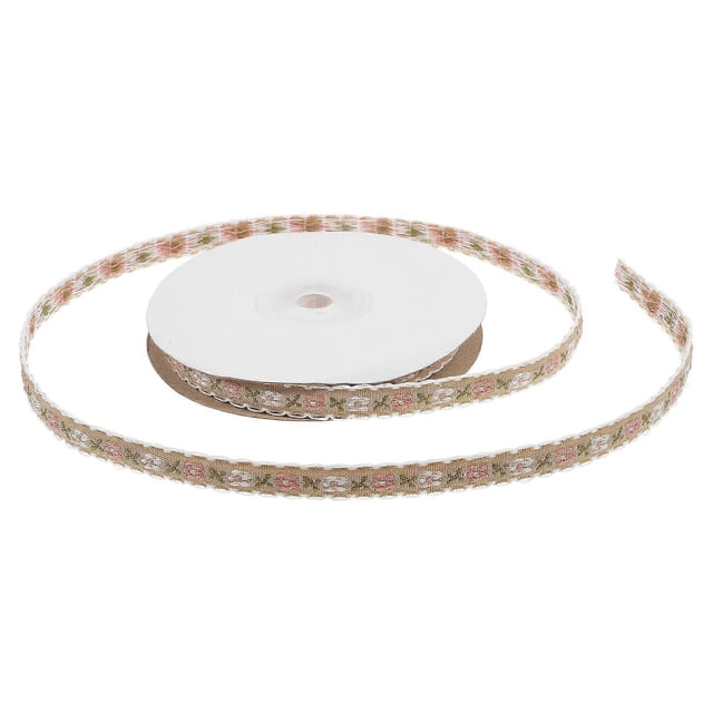 Decorative Embroidered Flower Ribbon for Crafting 1 Roll Coffee Color