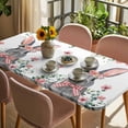 thumbnail image 3 of Bunny Easter Table Cloths for 3 Foot Rectangle Tables, Pink Spring Floral Eucalyptus Leaves Rabbits Patio Waterproof Elastic Fitted Tablecloths, Washable Rectangular Table Cover for Camping, 3 of 8