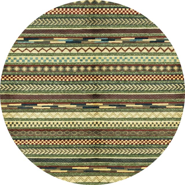 Ahgly Company Tapis Rond Abstrait Avocat Vert pour Intérieur, 6 Pieds Rond