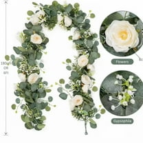 Specollect Artificial Garland Flowers, 6ft Floral Greenery Garland Rose Flower Vine Garland with Mixed Peony Flowers and Green Leaves for Wedding Dining Table Home Party Decor