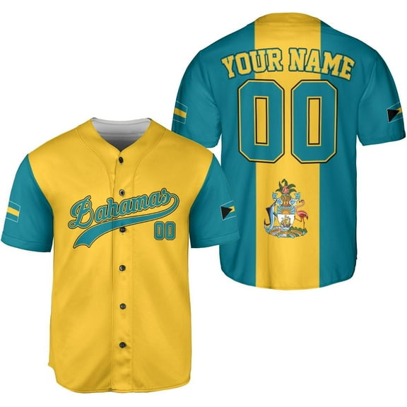 Personalized Bahamas Baseball Jersey Shirt Bahamas Pride Flag Bahamian Jersey Soccer for Men and Women (S)