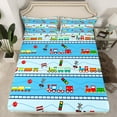 thumbnail image 2 of Castle Fairy Cartoon Train Twin Sheet Sets 3pcs for Preppy Kids Children,Steam Engine Railway Railroad Twin Fitted Sheet Microfiber,Railway Transportation Theme Breathable Flat Sheet, 2 of 7