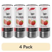 (4 pack) CELSIUS Sparkling Strawberry Guava, Functional Energy Drink 12 fl oz Single Can