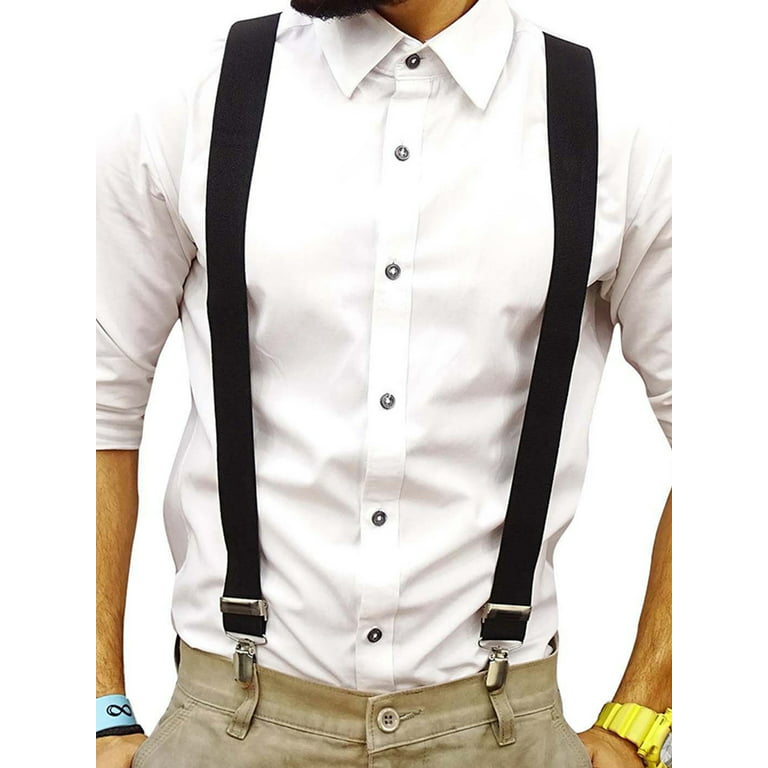 2 pack Suspenders for Men Y Shape Elastic Adjustable Straps Strong