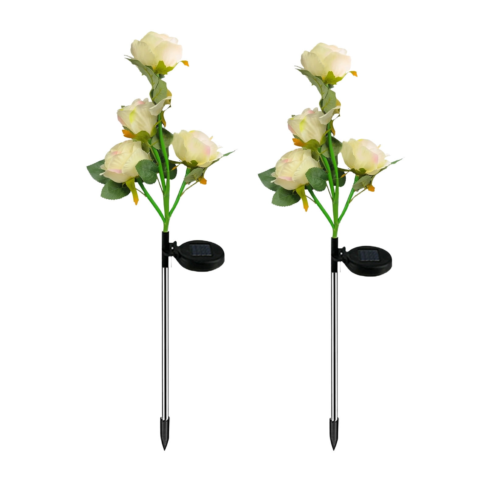 2-Pack Solar Rose Lights for Garden Decor | Outdoor Solar Powered LED Flower Lights with Stakes | Waterproof Landscape Lighting for Walkways, Patios, and Flower Beds