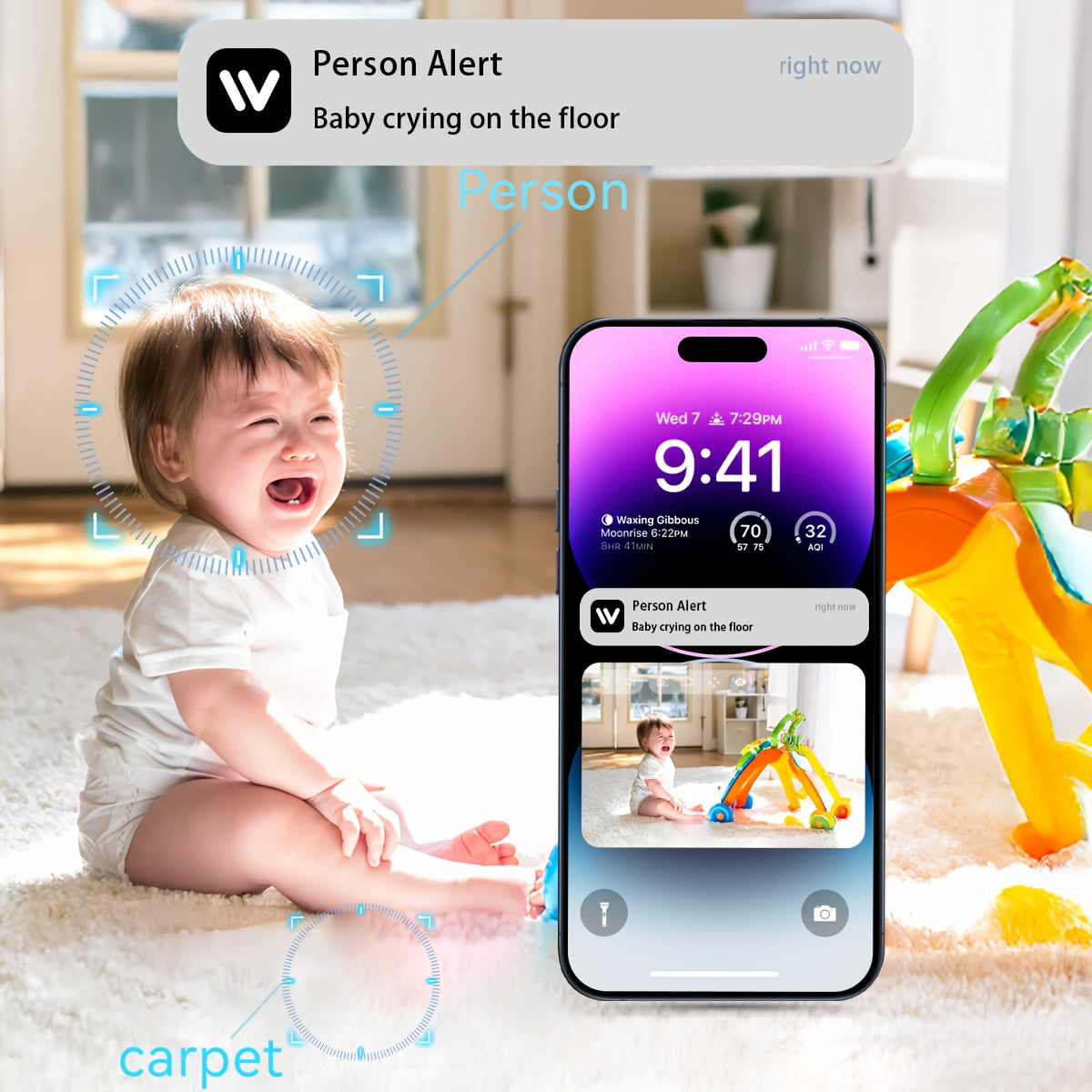 2K HD Smart Globe Security Camera with Audio, 360° Night Vision, Motion Detection for Indoor/Outdoor, Pet & Baby Monitor, Home Surveillance Gift
