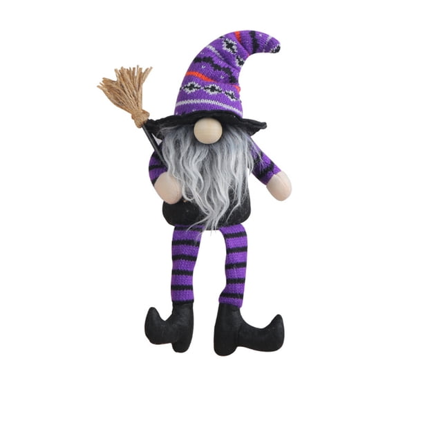 Fiudx Muñeca de Bruja de Halloween, Figura Fantasma con Sombrero de Copa, Diseño de Rayas de Piernas Largas, Decoración Perfecta para Festivales, Decoración Del Hogar para Fiestas, Material Seguro, T