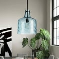 thumbnail image 2 of Aiwen Blue Glass Light Fixture Dome Shape Vintage Pendant Light Bedside Living Room Kitchen Island Ceiling Lamp, 2 of 9