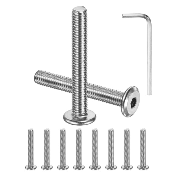 10-Pack Flat Head Socket Cap Screws, M5x35mm 304 Stainless Steel Hex Drive Fastener Kit with Hex Key